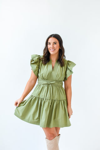 Poplin Perfection Tie Waist Dress