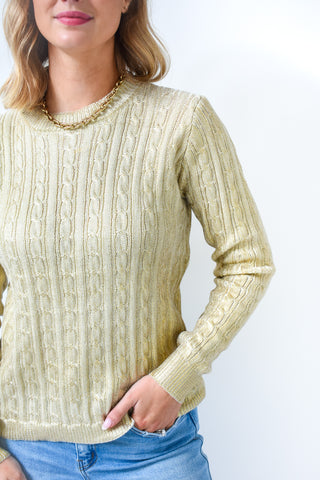 Golden Charm Cable Knit Sweater