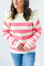 Load image into Gallery viewer, Better In Stripes Ruffle Detail Sweater
