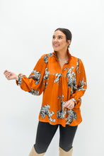 Load image into Gallery viewer, Tiger Threads Ruffle Collar Top
