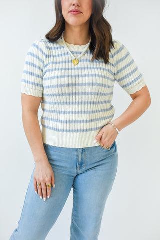 Coastal Charm Scalloped Sweater