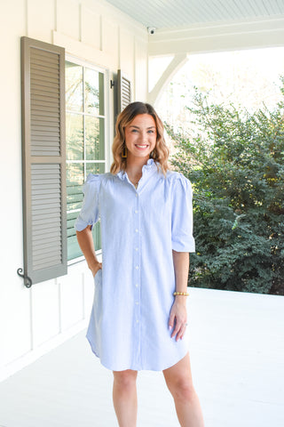 Coastal Cool Seersucker Ruffle Dress