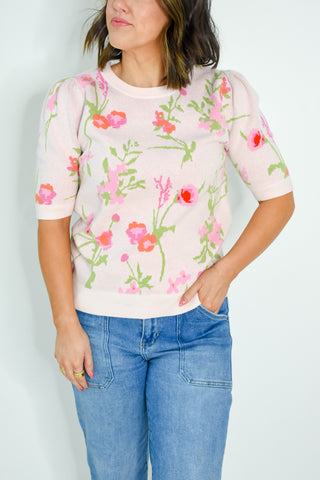 Florally Yours Short Sleeve Sweater