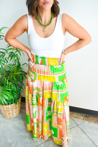 Lei It On Me Tropical Print Skirt