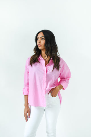 Simply Solid Poplin Button Up Top