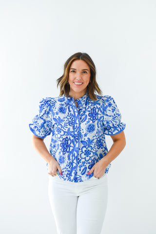 Once In A Blue Bloom Top