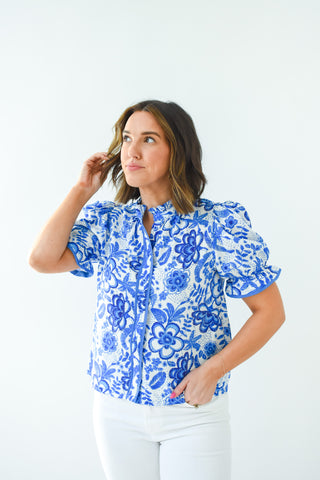 Once In A Blue Bloom Top