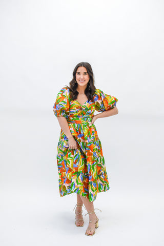 Hawaiian Gardens Tiered Midi Skirt