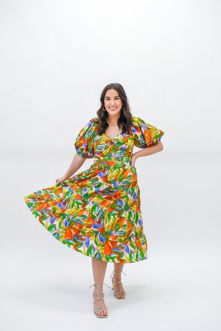 Hawaiian Gardens Tiered Midi Skirt