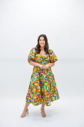 Hawaiian Gardens Tiered Midi Skirt