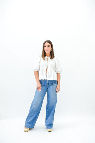 Nori Front Pocket Wide Leg Jeans