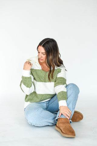 Striped Sensation Collared Sweater