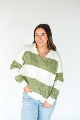 Striped Sensation Collared Sweater