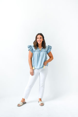 Denim Delight Tassel Tie Top