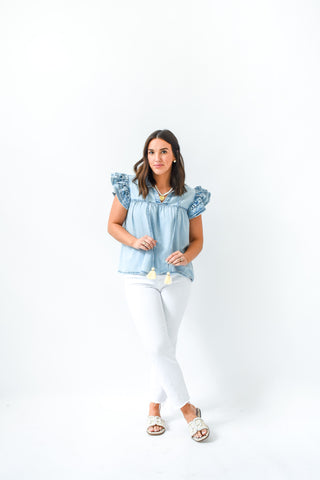 Denim Delight Tassel Tie Top