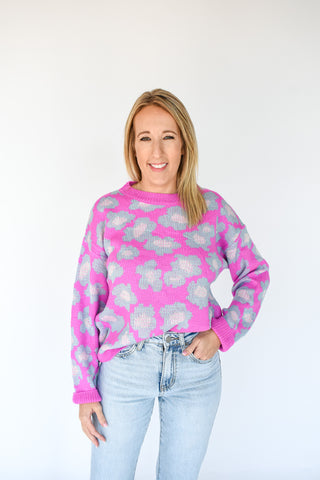 Rosy Cozy Floral Print Sweater