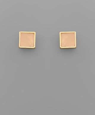 Square Stone Stud Earrings