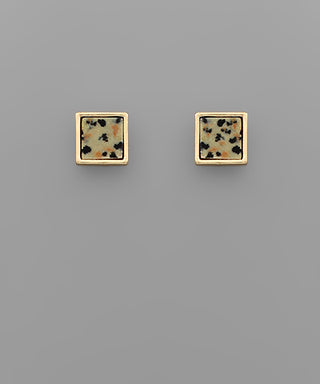 Square Stone Stud Earrings