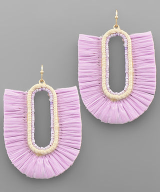 Oval Raffia Earrings