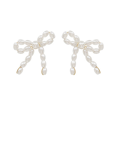 Rice Pearl Bow Earrings – Maren + Main Boutique