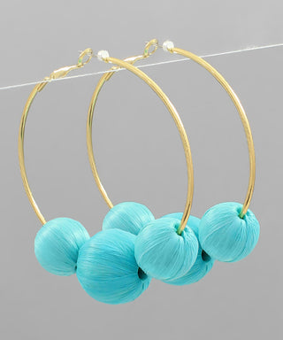 3 Raffia Ball & Wire Metal Hoops