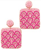 Bead Wave Pattern Square Earrings