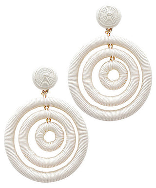 Wrapped Cord 3 Circle Dangle Earrings