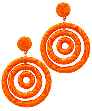 Wrapped Cord 3 Circle Dangle Earrings