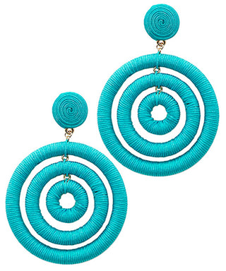 Wrapped Cord 3 Circle Dangle Earrings