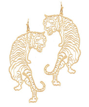 Load image into Gallery viewer, Brass Tiger Filigree Earrings
