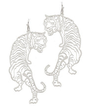 Load image into Gallery viewer, Brass Tiger Filigree Earrings
