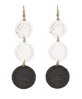 3 Connected Circles Raffia Drop Earring