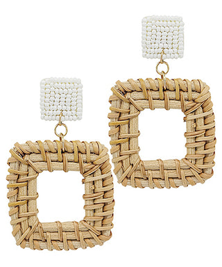 Rattan Open Square Dangle Earrings