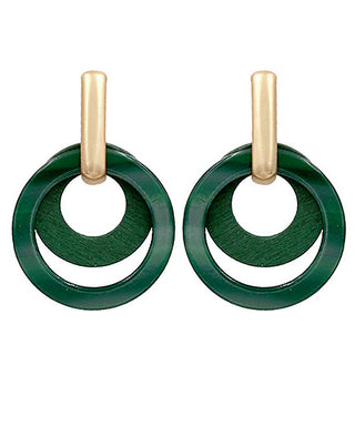 Layered Wood And Acrylic Circle Earrings