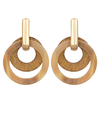 Layered Wood And Acrylic Circle Earrings