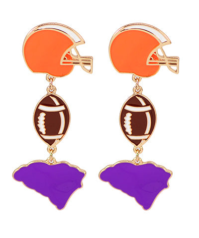 Football Helmet And Map Earrings