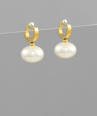 Pearl Dangle Huggie Hoops