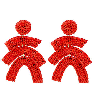 Irregular U Shape Beaded Earrings