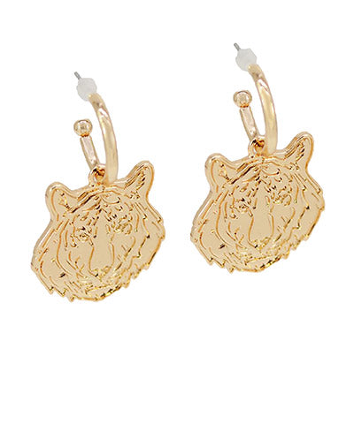 Tiger Dangle Metal Hoops