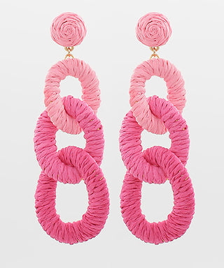 2 Tone Raffia Circle Link Earrings