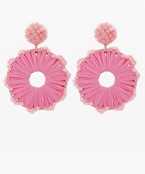 Load image into Gallery viewer, Beaded Round And Raffia Earrings
