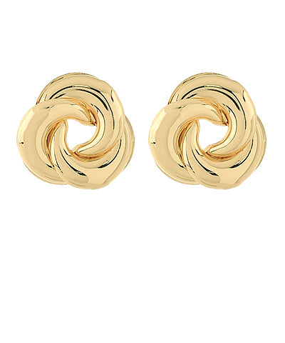 Puffy Hollow Knot Brass Earrings