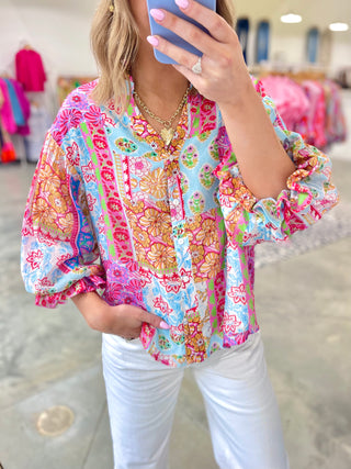 Patch Me If You Can Patchwork Floral Print Top