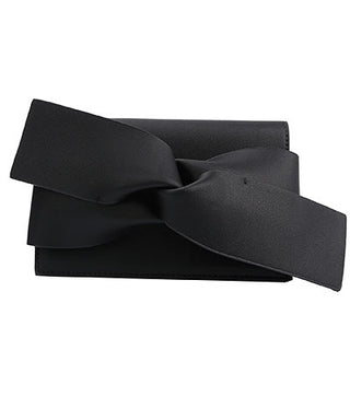 Oversized Tie Detail Leather Clutch