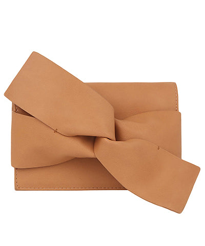 Oversized Tie Detail Leather Clutch