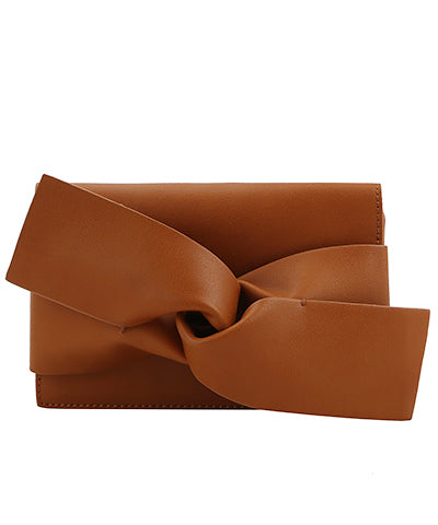 Oversized Tie Detail Leather Clutch