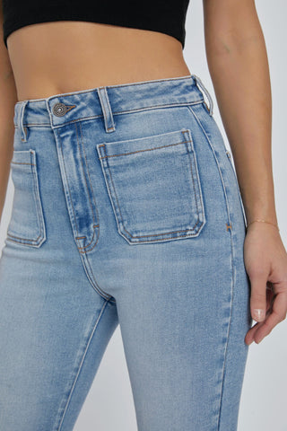 Happi Front Pocket High Rise Crop Flare Jeans