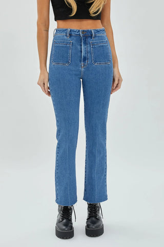 Happi Front Pocket High Rise Crop Flare Jeans