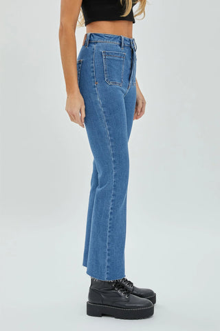 Happi Front Pocket High Rise Crop Flare Jeans