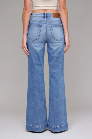 Happi High Rise Wide Leg Pintuck Jeans